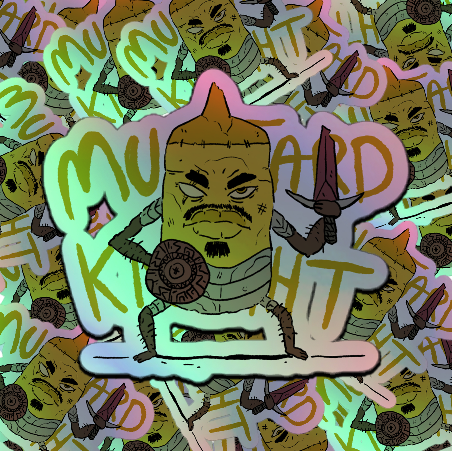Mustard Knight Heavy Duty Holographic Sticker